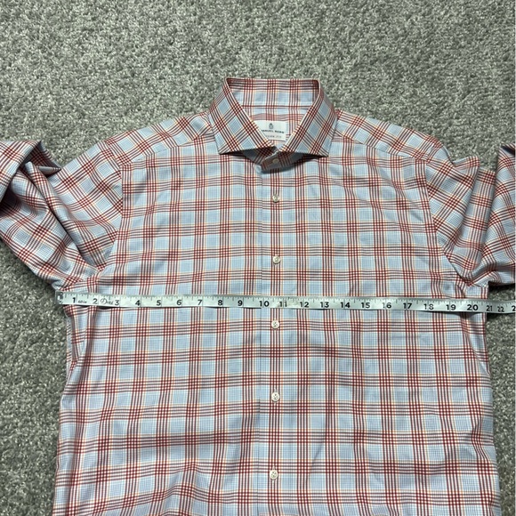 Emanuel Berg Shirt Mens M/L Blue Check Modern Fit Button Up Casual Dress Shirt - Picture 3 of 6